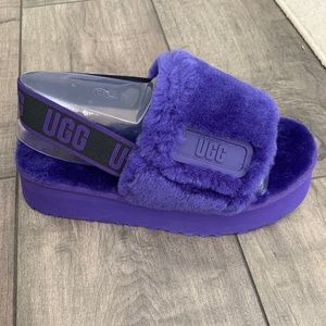 💜 New UGG Disco Slide Slippers Women's Soft Fluffy Shoes Violet Night Sz 8